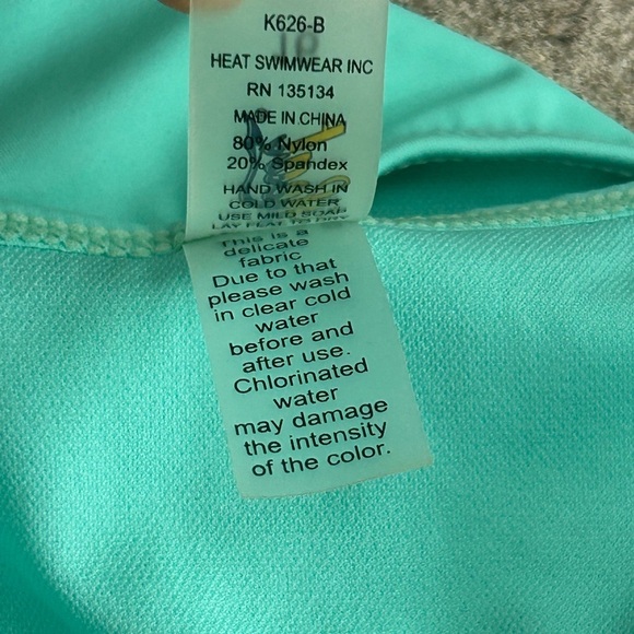 NWOT HEAT Teal & Coral String Bikini Bottom, Juniors Size 16 / S - Picture 5 of 6